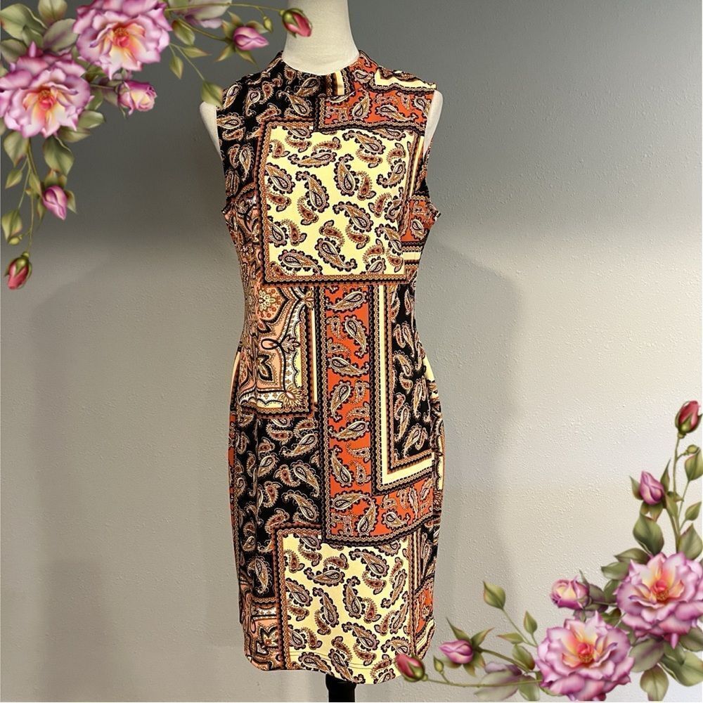 Sharagano Multicolor Paisley Dress